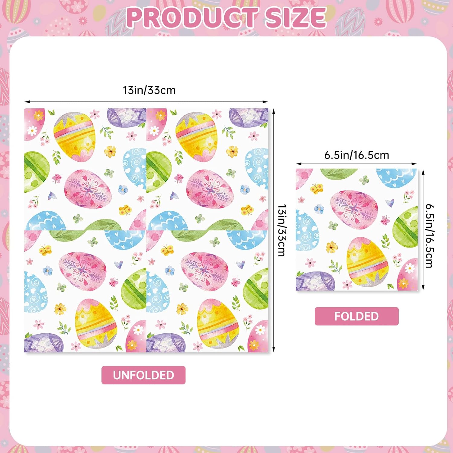40 Pcs Easter Napkins Set - 13 Inch Watercolor Spring Easter Cocktail Dinner Napkins Bulk, 3-Ply Colorful Eggs Floral Paper Hand Towels for Happy Easter Party Supplies Holiday Table Decorations Favors