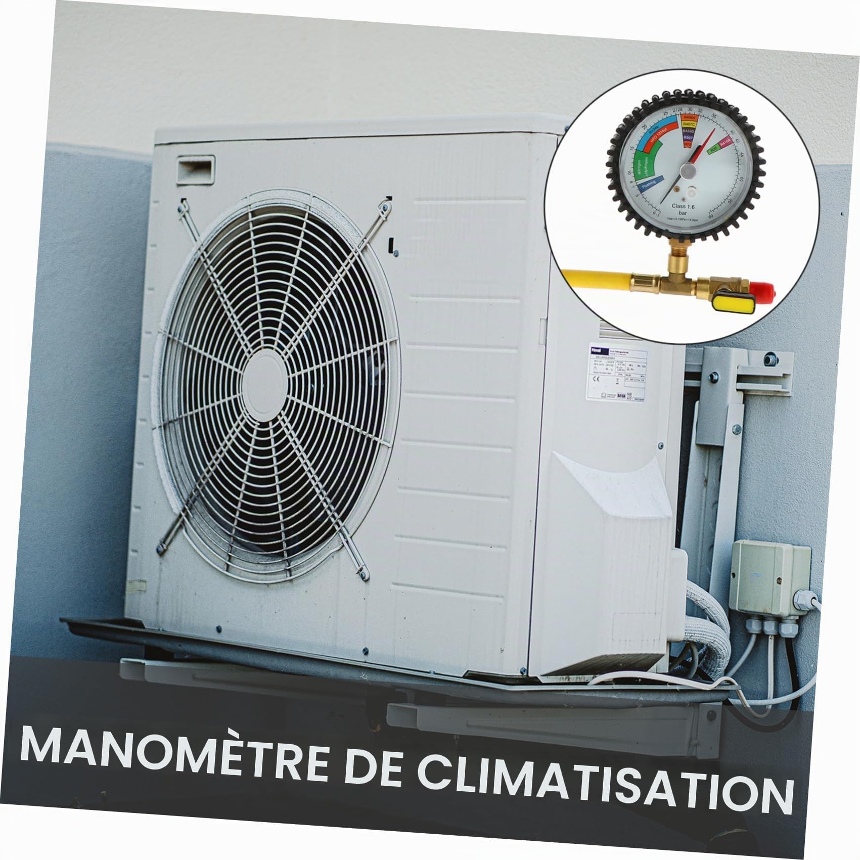 Cabilock Manomètre de Pression D'azote pour Climatisation et Réfrigération, Jauge de Test de Pression Gaz, Compatible Clim Auto et Domestique, Structure Sphérique, Indicateur Précis, Outil