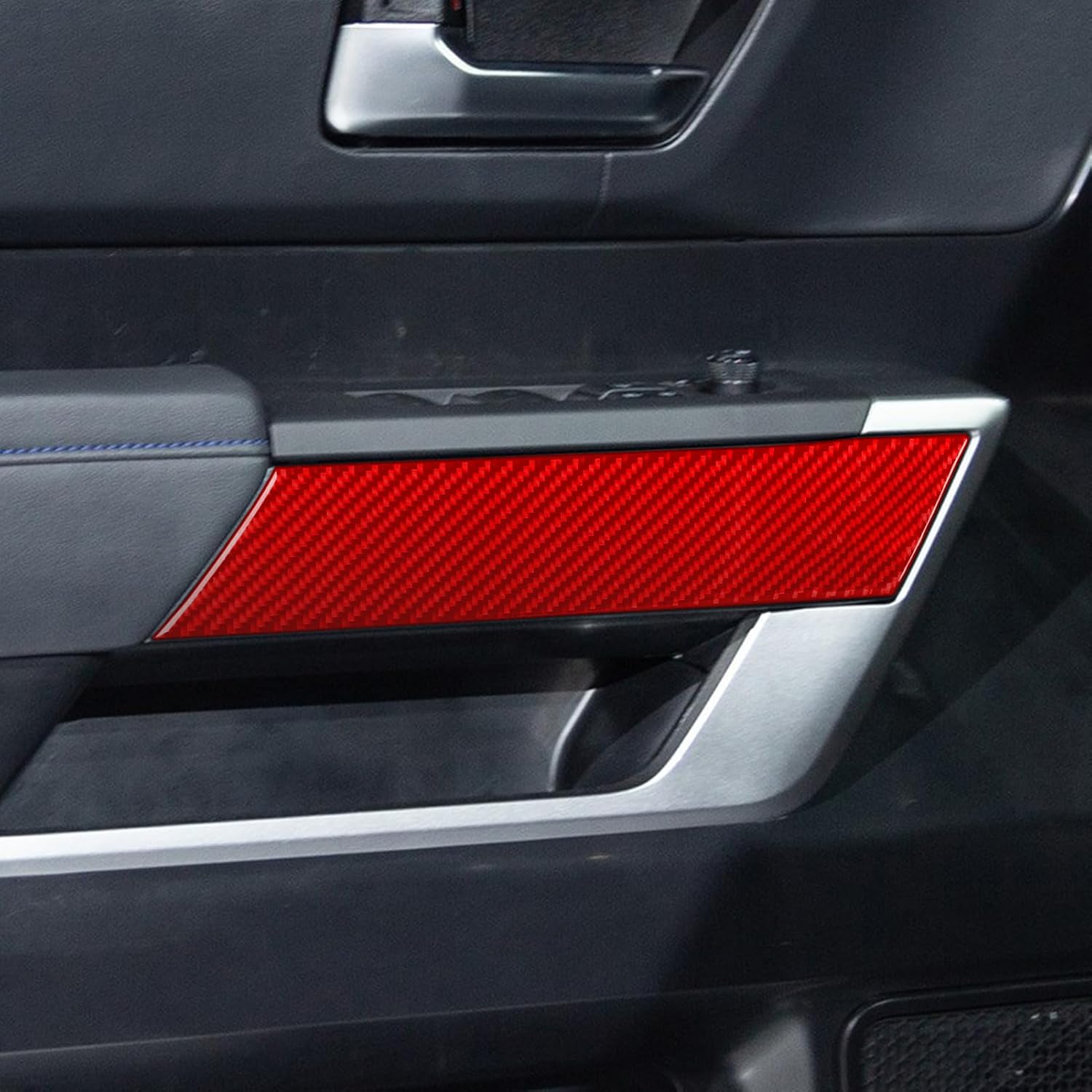 Real Bright Red Carbon Fiber Car Inner Door Panel Decorative Strip Sticker Auto Interior Accessories Compatible with Toyota Tundra 2022 2023 2024 2025(XK70)/Sequoia 2023 2024 2025(XK80)-Type B