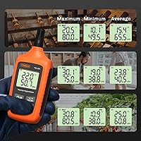 Vista 5 de YW-201 Medidor de temperatura y humedad, termómetro digital higrómetro con ambiente, punto de rocío, bombilla húmeda para interior/exterior