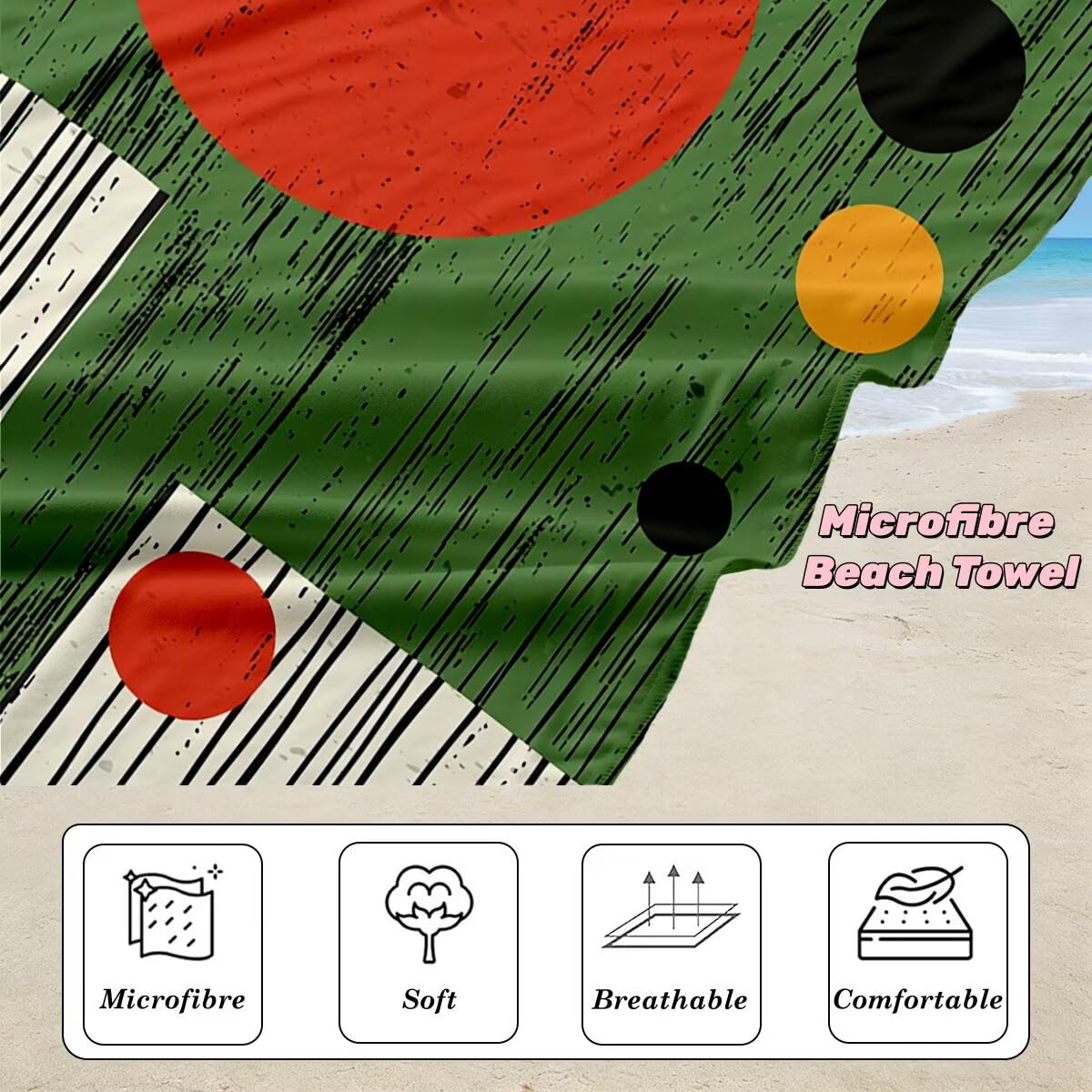 Toalla Playa 90x180 cm, Toalla Gimnasio Microfibra Secado Rapido, Juego de 2 Antiarena Toallas de Playa, Ligera Compacta Toallas Microfibra Grande para Viaje, Regalo Hombre Mujer (Abstracto) -4547