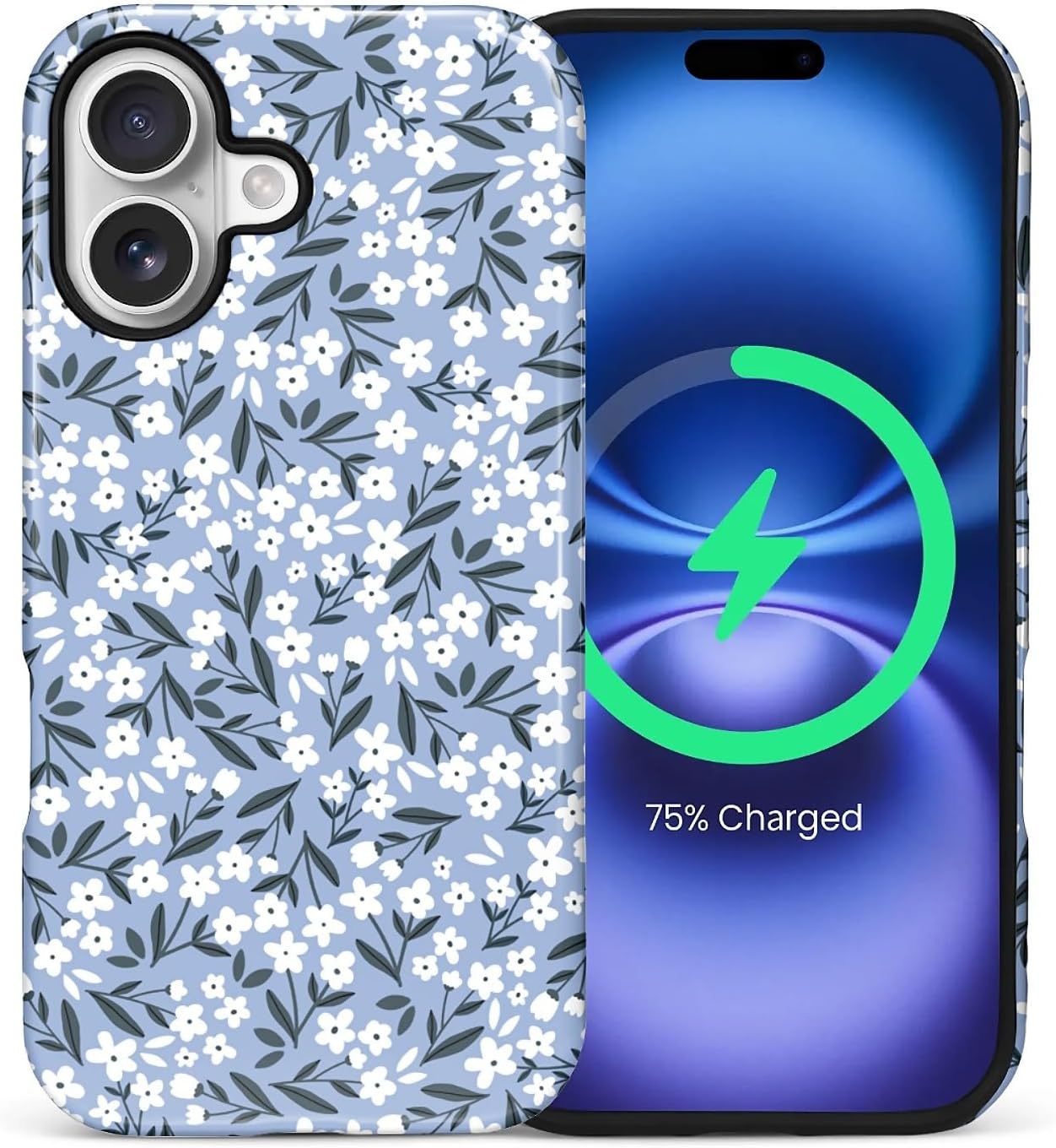 for iPhone 17 Case,Compatible with MagSafe,Dual-Layer Hard Shell + Silicone Cover,Full Body Protection Shockproof Case for iPhone 17-Pretty Spring Floral Cute