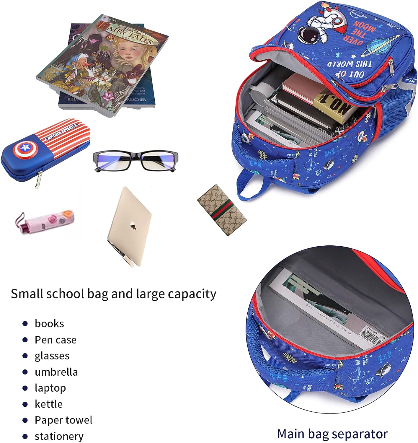 Cusangel Kids Backpack for Boys Elementary Kindergarten Preschool School Bag 16 inch Multifunctional Cute Large Capacity