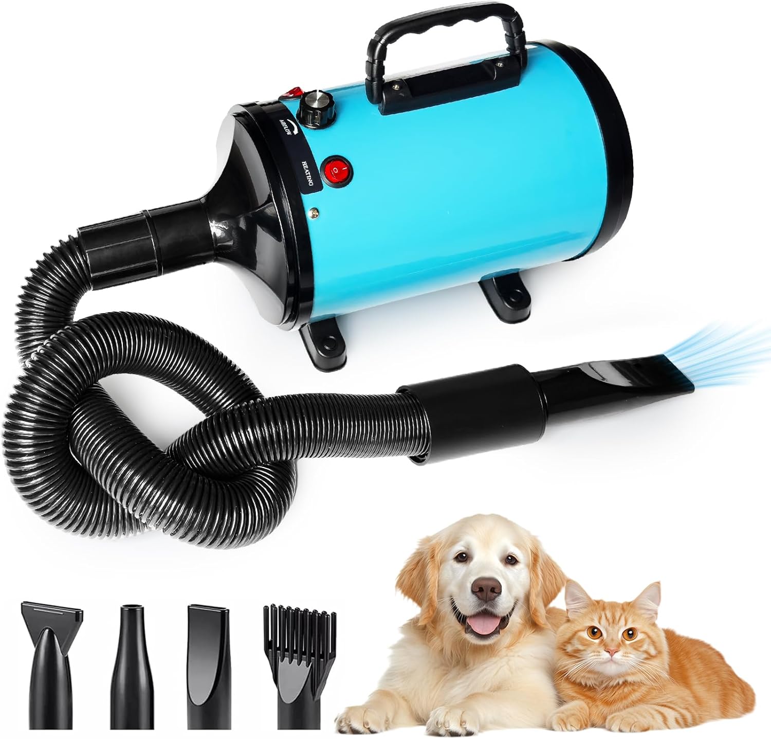 Memows 2800W Pet Grooming Hair Dryer, Dog Blaster Dryer, High Velocity, Low Noise, Blue