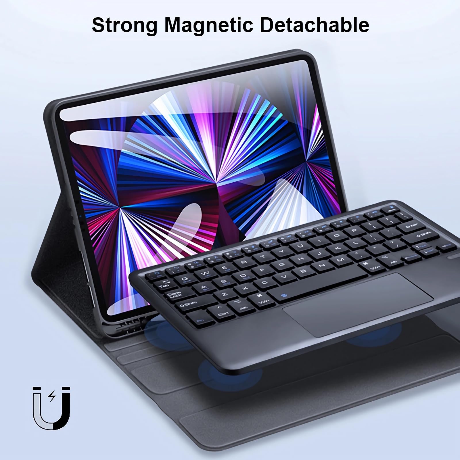Etui z klawiaturą do iPad 9th/8th/7th Gen 10.2"/Air 3rd Gen/Pro 10.5", Wbudowany Uchwyt Na Ołówek, Magnetyczna Odłączana Klawiatura Bezprzewodowa z Myszą Bluetooth