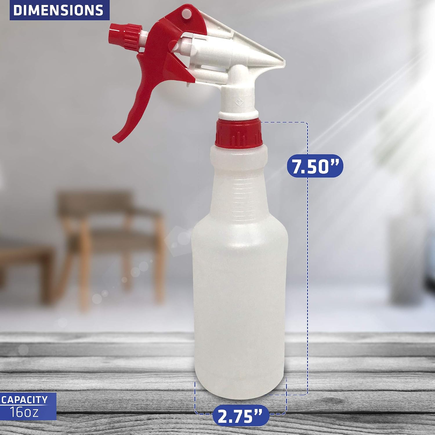 CSBD 16 oz Plastic Spray Bottles, 3 Pack, Empty and Reusable for Cleaning Solutions, Water, Auto Detailing, or Bathroom and Kitchen, Commercial and Residential, Made in USA 3 Pack (White/Red)