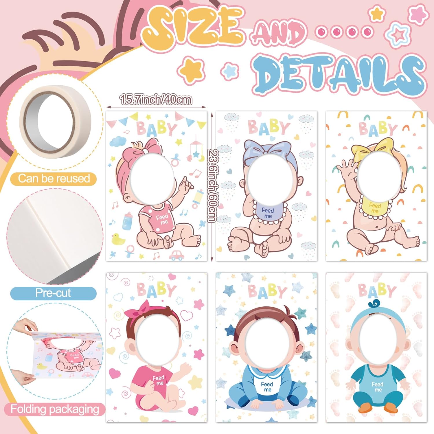 6 Pcs Baby Shower Games Feed Me Baby Shower Games Funny Bridal Party Activities Twerk Play for Gender Reveal Party Favors