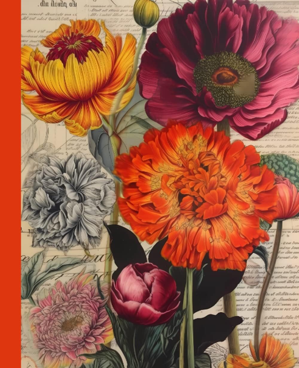 Lava Red Vintage Flower Peperback Sketchbook - 7.5x9.75: Lava Red Vintage Flower Peperback Sketchbook, Dimensions :7.5x9.75 Inch for girls, kids, Men and Women