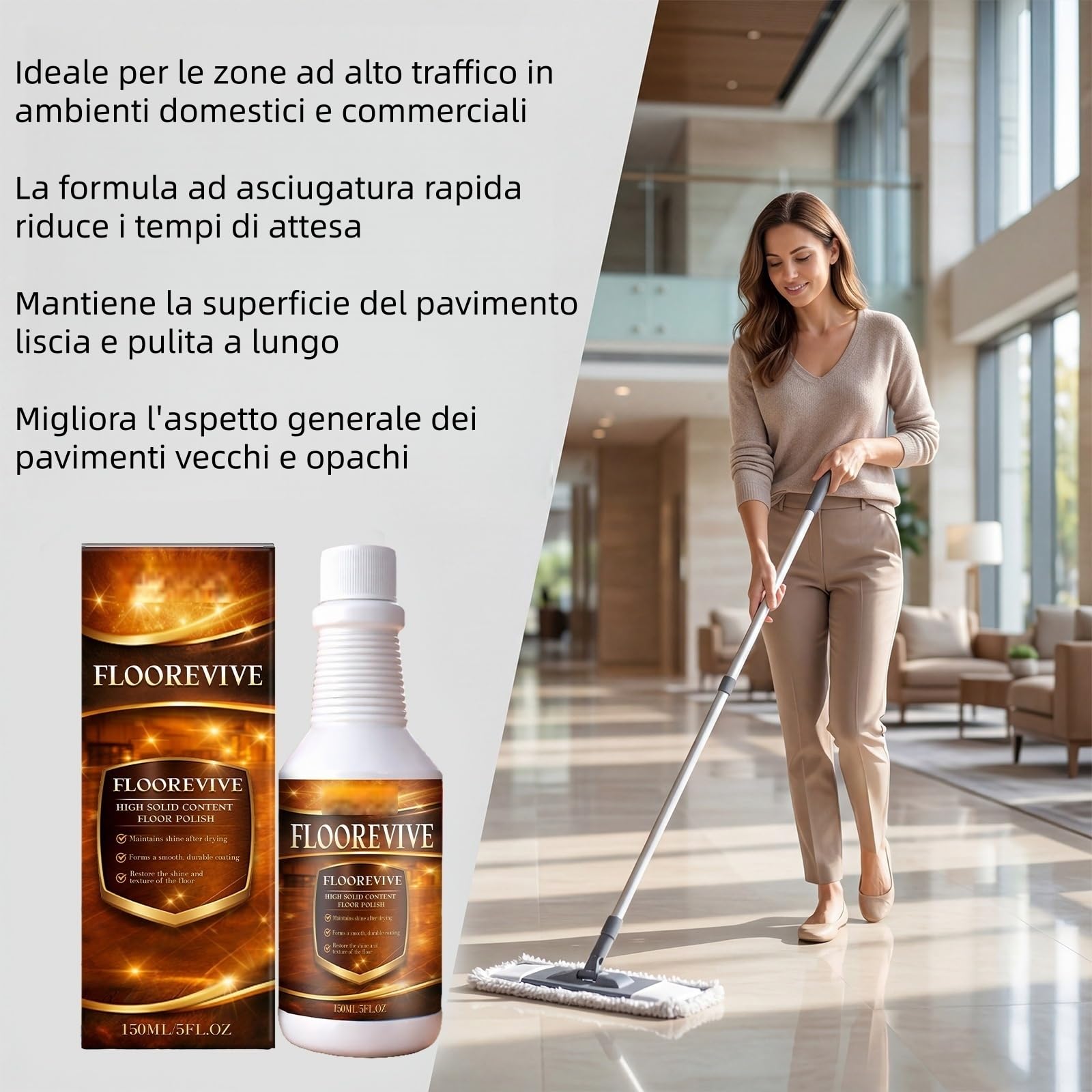 Floorevive Parquet,Floorevive Professional Floor Restorer,Ripristino Professionale per Parquet,Ravviva il Glanz del Legno,Riduce Microscratch,Facile da Usare