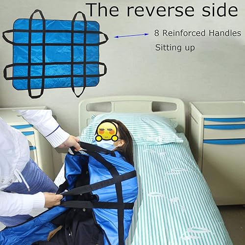 Miniatura 5 de Almohadilla de cama de posicionamiento con asas, 48 x 40 pulgadas, protector de ropa de cama para colchón de incontinencia, forro de correas para