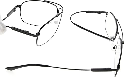 Miniatura 3 de Eyekepper Anteojos de lectura de titanio con memoria para hombre y mujer, puente flexible y lectores de templos (negro, +2.50)