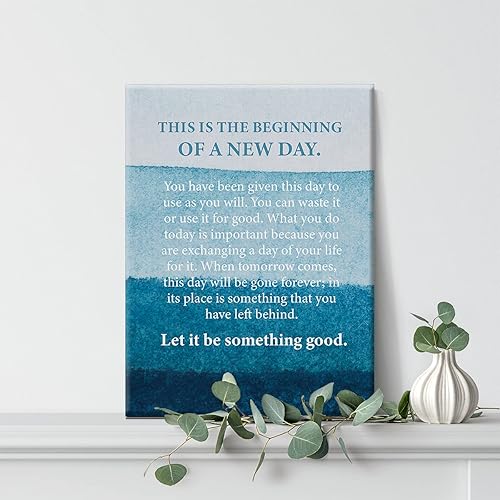 Miniatura 5 de Arte de pared inspirador con cita "This Is the Beginning of a New Day" (Este es el comienzo de un nuevo día), impresiones de pintura en lienzo para