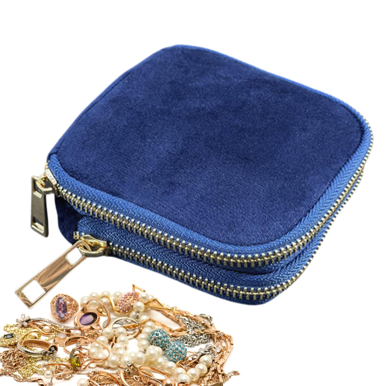 Organizador de pendientes de doble capa y bolso de pulseras de terciopelo