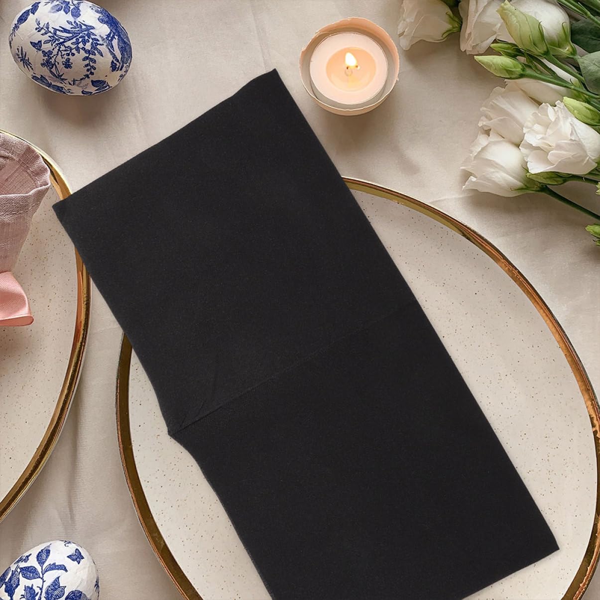 Gatuida 100 Serviettes de Table en Papier Noir, Épaisses, Absorbantes, pour Fêtes et Dîners, Élégantes, Lot de 100 Pièces