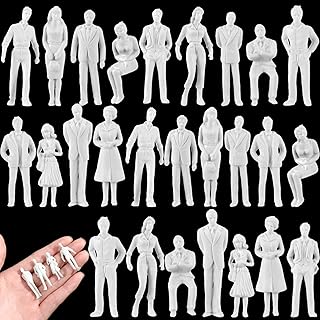 Namalu 30 Pcs, 1: 50 Scale White Unpainted Mini People Figures Miniature People for Model Trains Architectural Standing and Sitting Mini Diorama Figures for Architectural Project