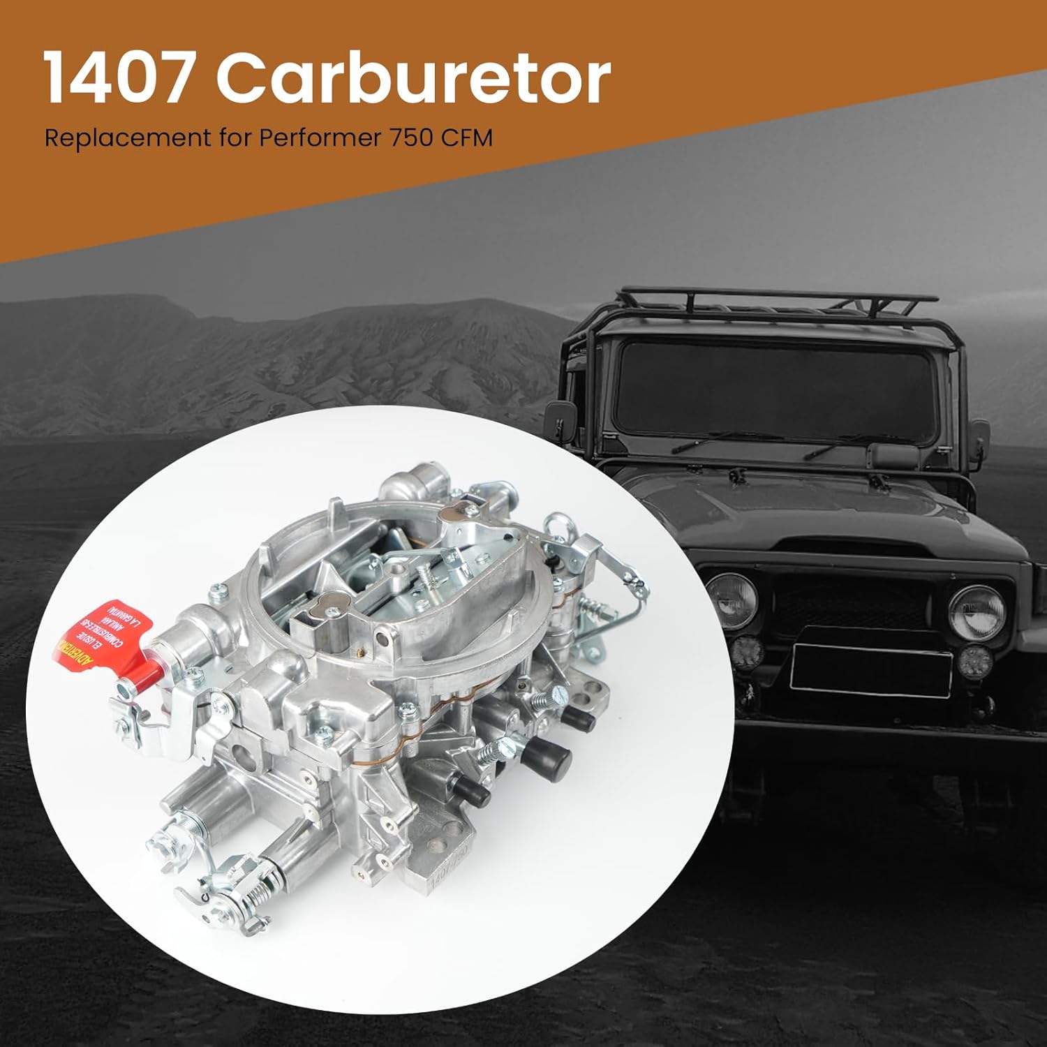 1407 Carburetor Replacement for Performer 750 CFM Square Bore 4 Barrel Air Valve Secondary with Manual Choke