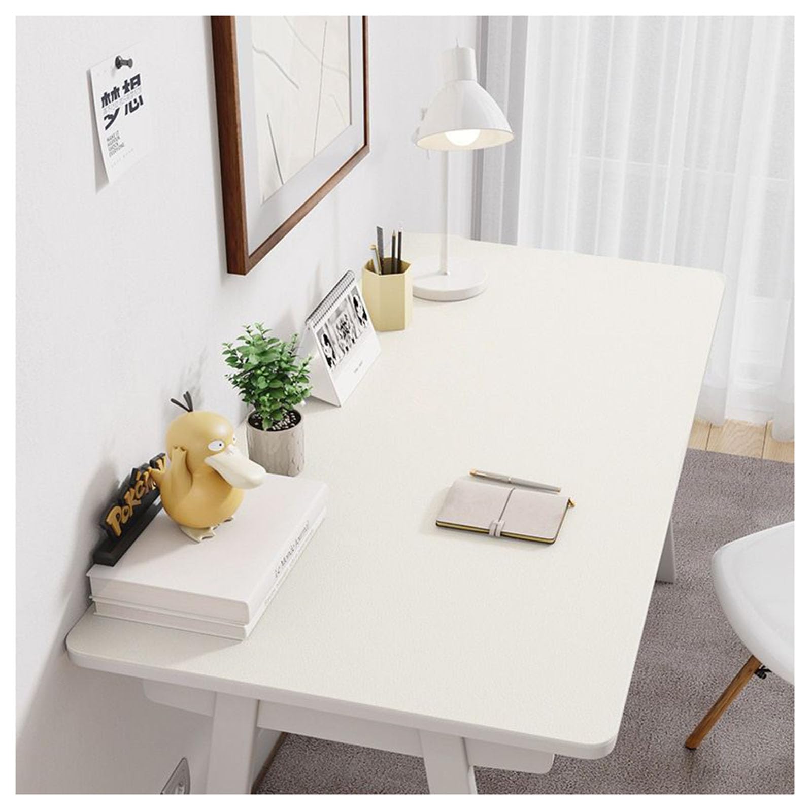 Grande Tappetino da Scrivania Pelle Impermeabile Sottomano da Ufficio Antiscivolo Tappetino Mouse Grande Tappetino da Tavolo da Pranzo, Cucina, Tavolino, da Ufficio in Ecopelle (50×160cm,White)