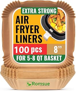 AirFryer Paper Liners, 100Pcs AirFryer Disposable Liners, Non-Stick and Oil Proof for Easy Cleanup, 8” Square for 5-8 qt B... Price In India