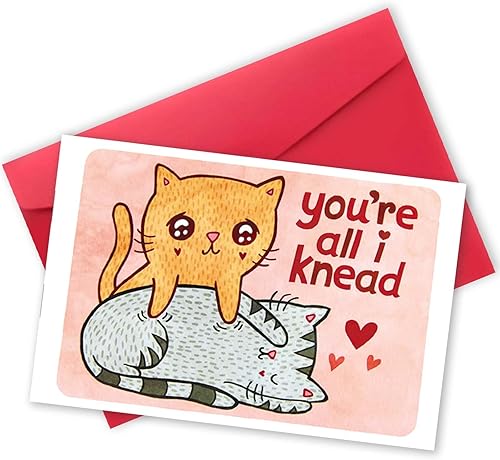 mmuue Tarjeta del día de San Valentín de Sweet Cat para los amantes de los gatos, preciosa tarjeta de aniversario para novio y novia, regalo de