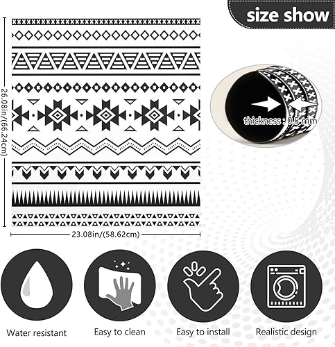 Miniatura 3 de Kigai Funda magnética para lavavajillas, diseño tribal azteca navajo, negro, funda decorativa para lavavajillas, calcomanías de gabinete para el