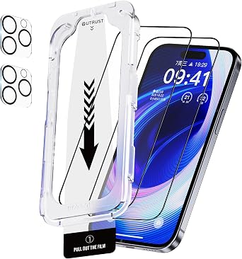 PREMIUM GLASS-2 Pack Privacy Screen Protector for I Phone 15, With 2 Pack Camera Lens Protector, Drop Protection 9H Hardness Scratch Resistant Tempered I Phone 15