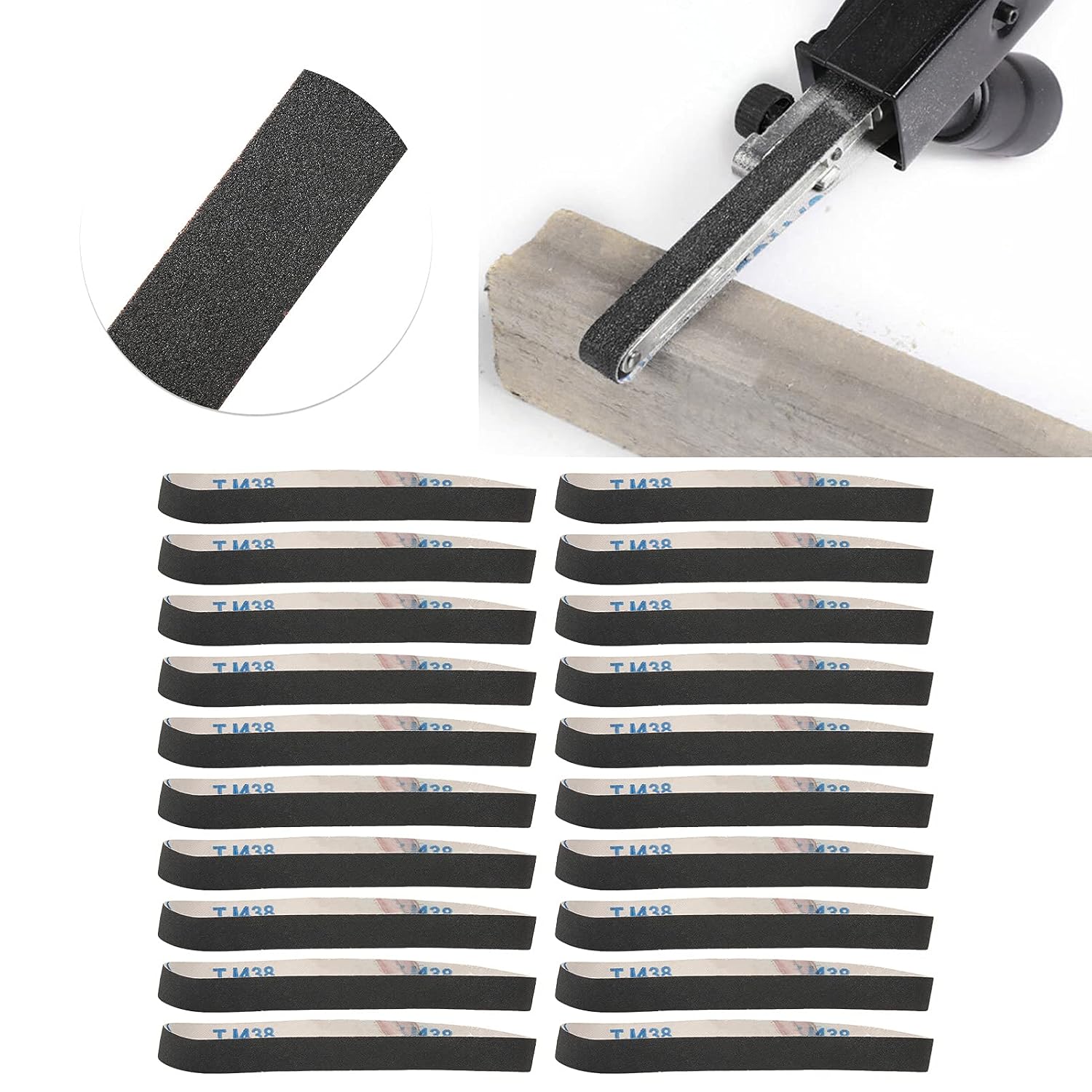 20Pcs Sanding Belt 520 x 20mm Abvasive Bands Abrasive Sandpaper Rolls Mental Grinding Polishing Burring Tool for Belt Sander(180#)