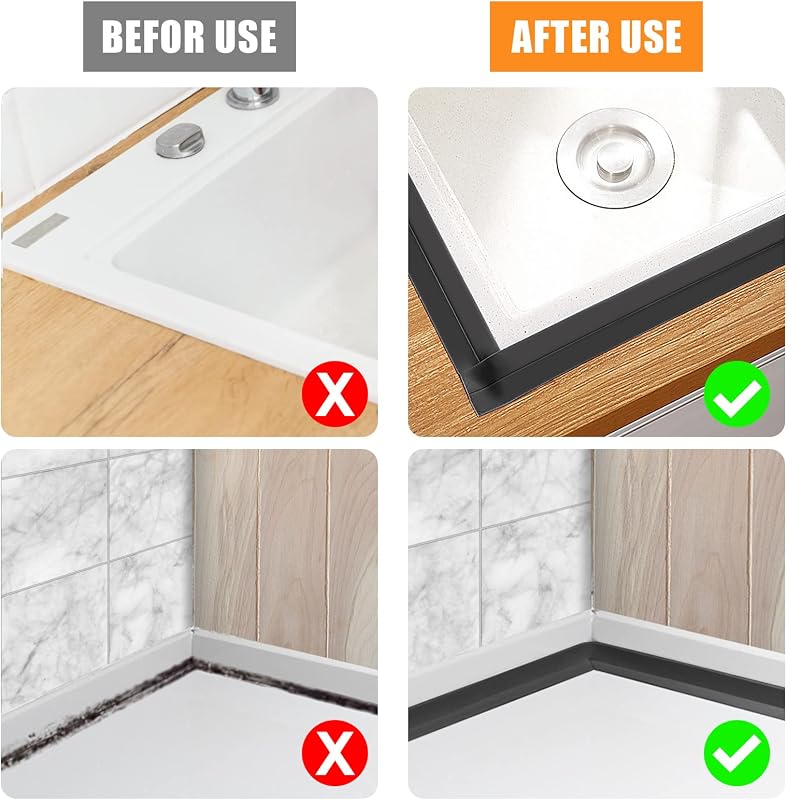 flintronic Puha Szegélyléc 10m x 38mm Fekete, Öntapadós PVC Lábazati Szalag, Rugalmas Tömítőcsík Falhoz