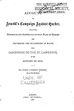Account of Arnold's Campaign Against Quebec
