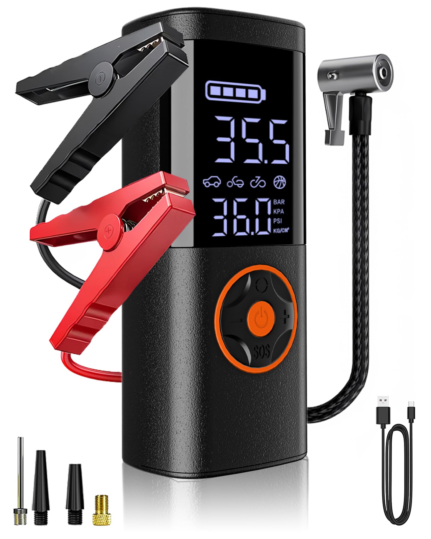 Jump Starter with Air Compressor 6000A Peak Car Jumper Starter Portable 150PSI 14 8V Jump Box with Jumper