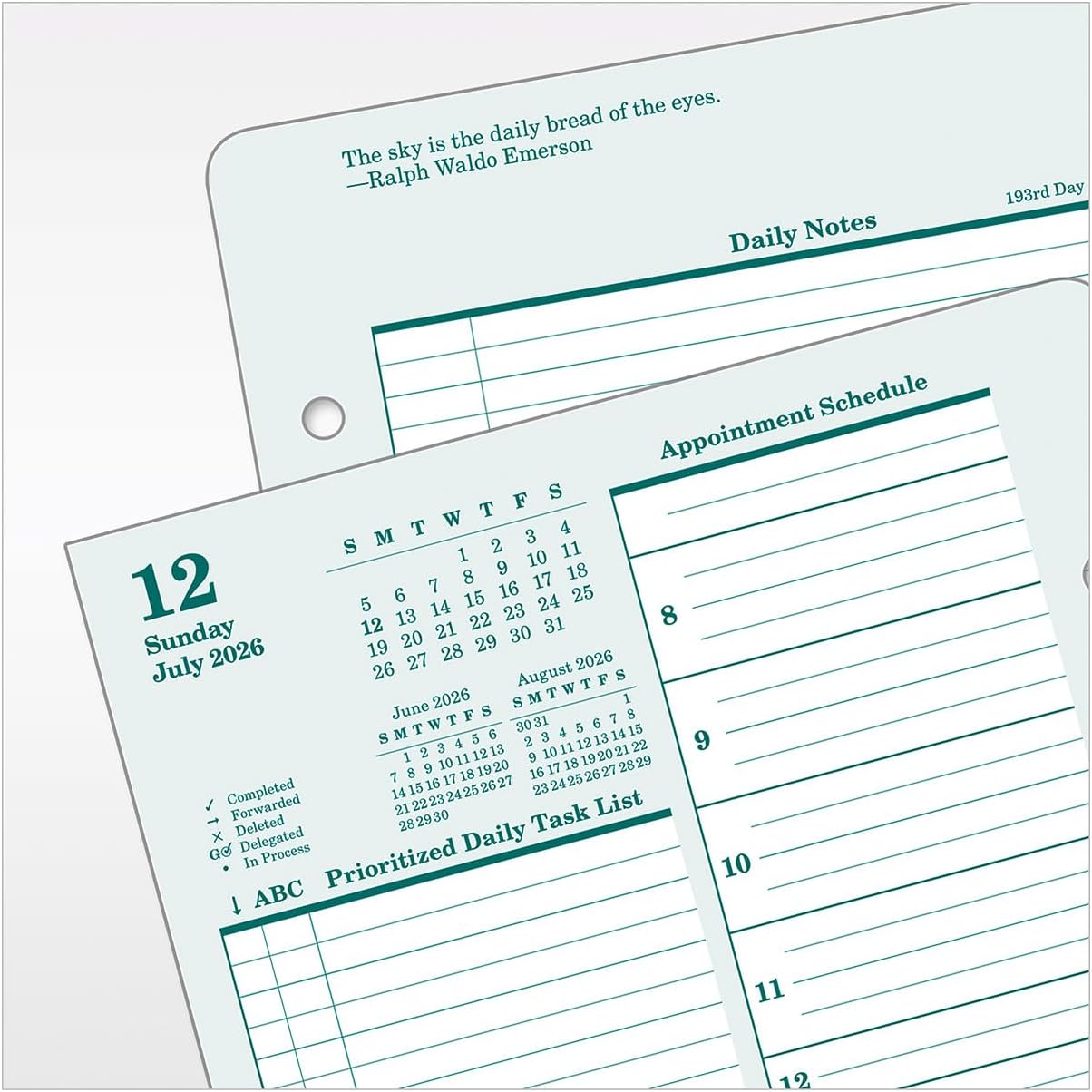 FranklinCovey - Original Ring-Bound Planner Refill - Two Page Per Day (Classic, Jul 2026 - Jun 2027)