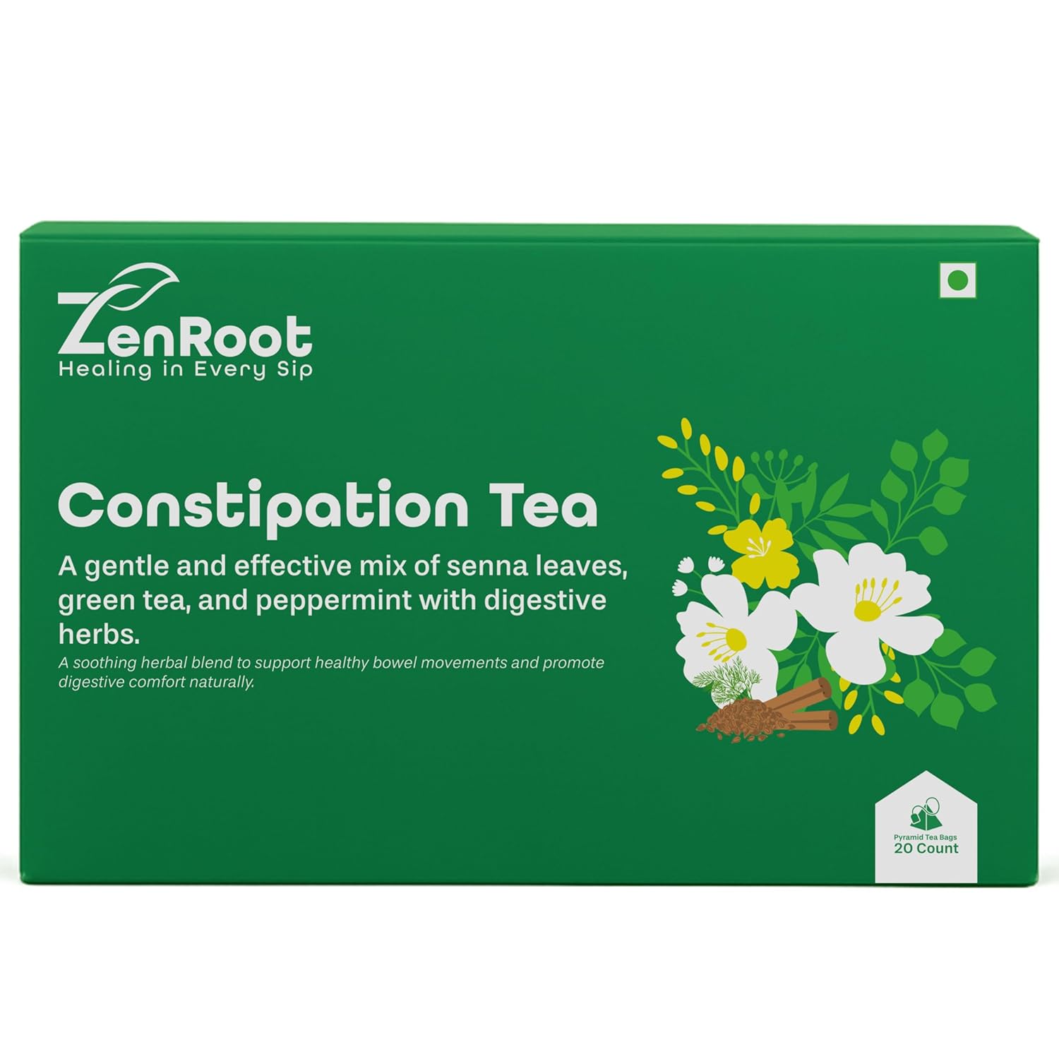 Zenroot Constipation Tea | Digestive relief wellness tea | Herbal laxative blend | Rich in senna, triphala, chamomile | Ideal for gentle bowel movement support | 20 Pyramid Tea Bags Zenroot Constipation Tea | Digestive relief wellness tea | Herbal laxative blend | Rich in senna, triphala, chamomile | Ideal for gentle bowel movement support | 20 Pyramid Tea Bags