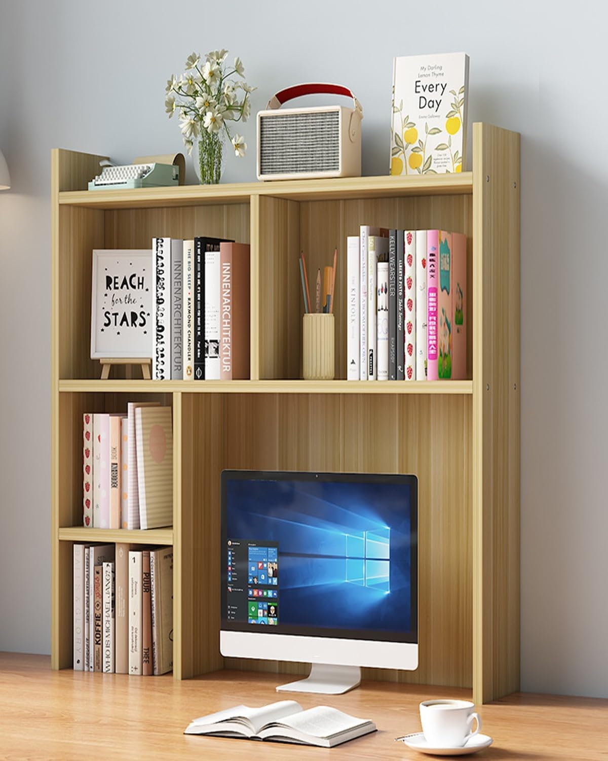 Desk Hutch, Multi-Layer Student Computer Rack, Dormitory Bookcase, Storage, Suitable for and Bedroom