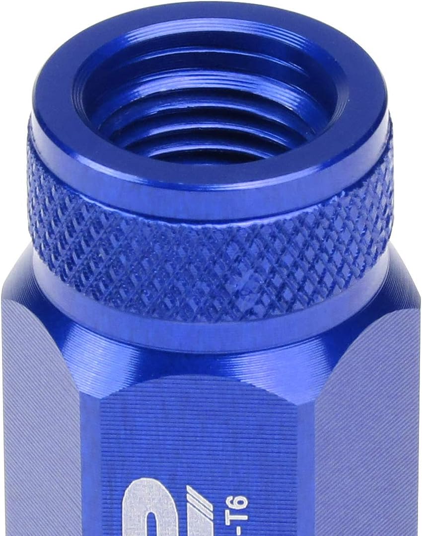 Top Brands J2 Engineering LN-T7-022-125-BL 20Pcs M12 x 1.25 7075-T6 Aluminum 80mm Spiked Cap Lug Nut w/Socket Adapter (Blue)
