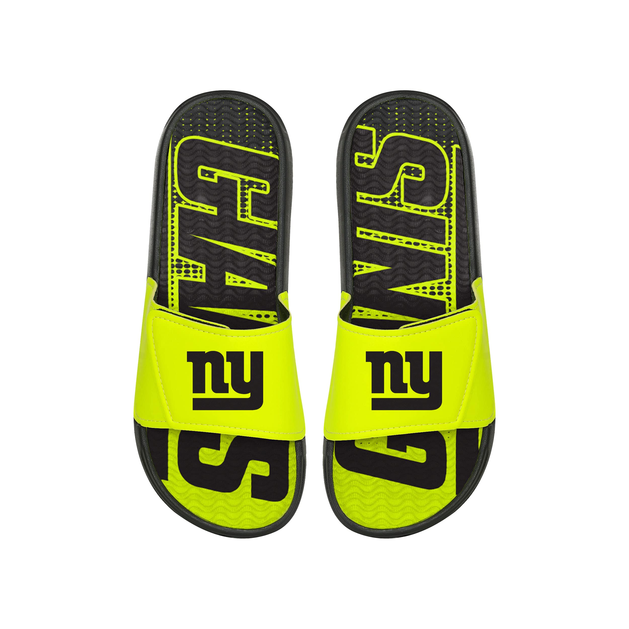 FOCOMen's NFL Team Logo Athletic Sport Shower Flip Flop Sandals Gel Slides, Highlights, 9-10