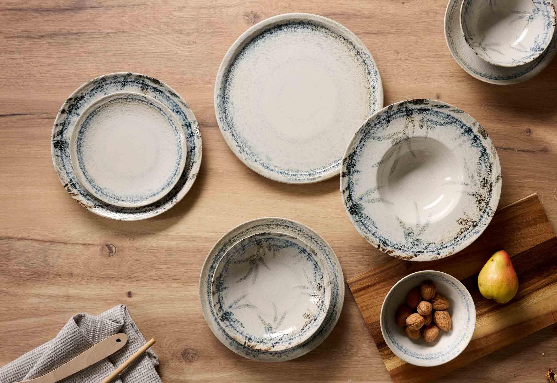 Ritzenhoff & Breker Todi Geschirr-Set 12-teilig | Modernes Kombiservice aus Steinzeug | Teller & Schalen für 4 Personen, Spülmaschinenfest & Mikrowellengeeignet