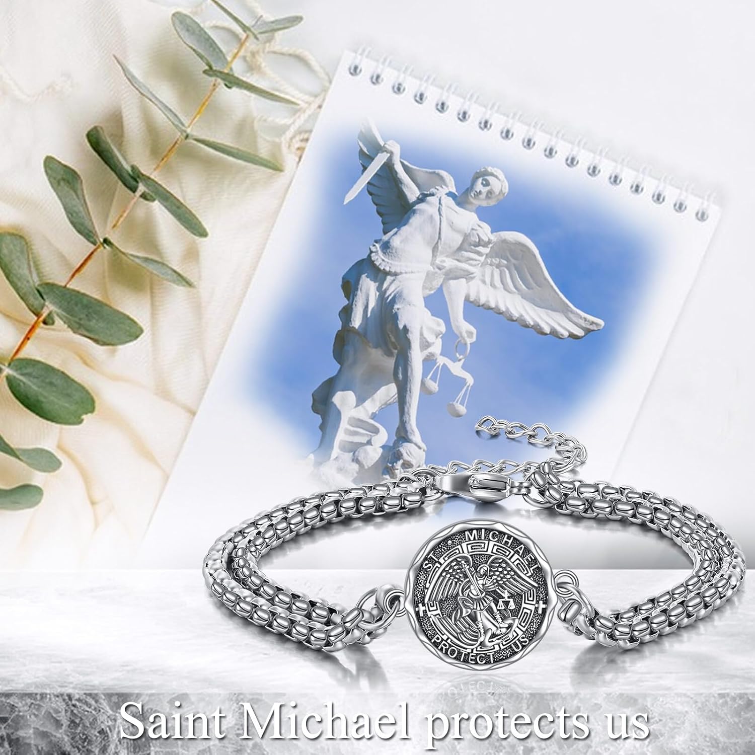 YFN Patron Saint Bracelet Sterling Silver Religious Bracelet Jewelry Gift for Women Men