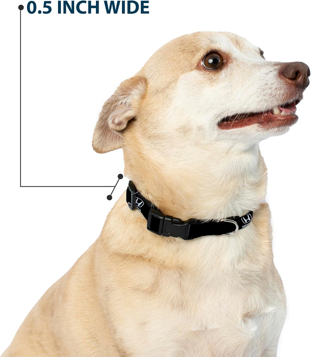 Dog Collar Plastic Clip Honda Logo Black White 13 to 18 Inches 1.5 Inch Wide