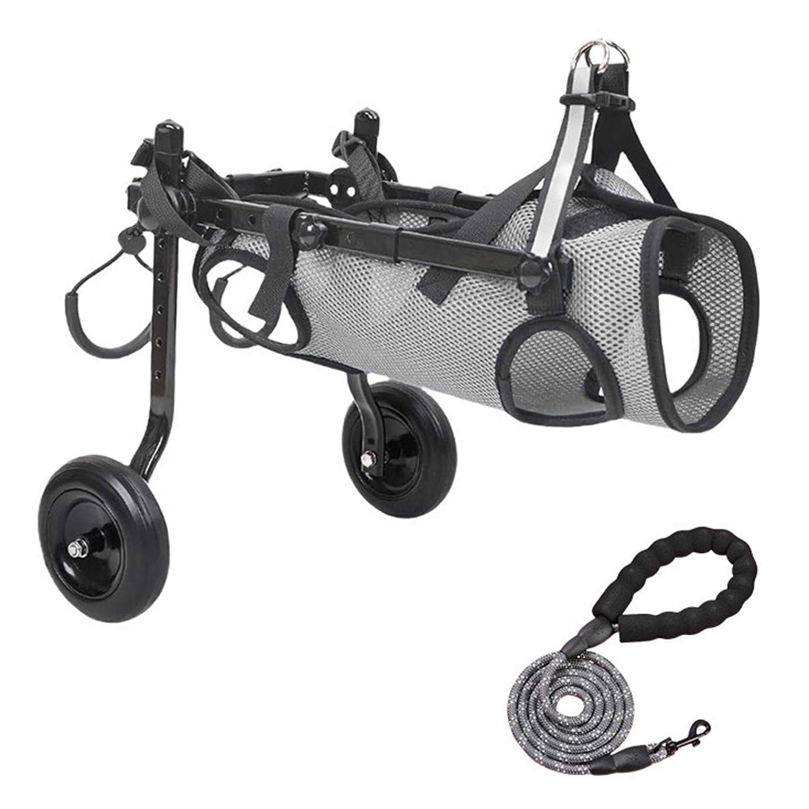 Fauteuil roulant pour petits chiens gris idéal pour les promenades au parc