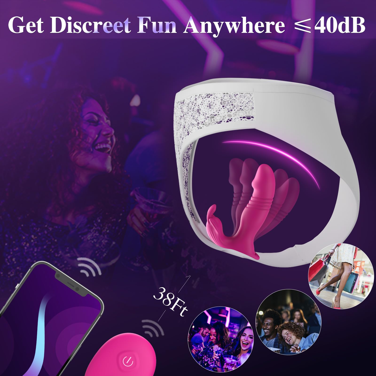 Wearable Vibrator for Women Sex Toys - 3IN1 App Remote Control Vibrator Wearable, Adult Toys with 9 Bunny Vibrators & 9 Thrusting Dildos Vibrater Sex Toy: S1-ROSE RED