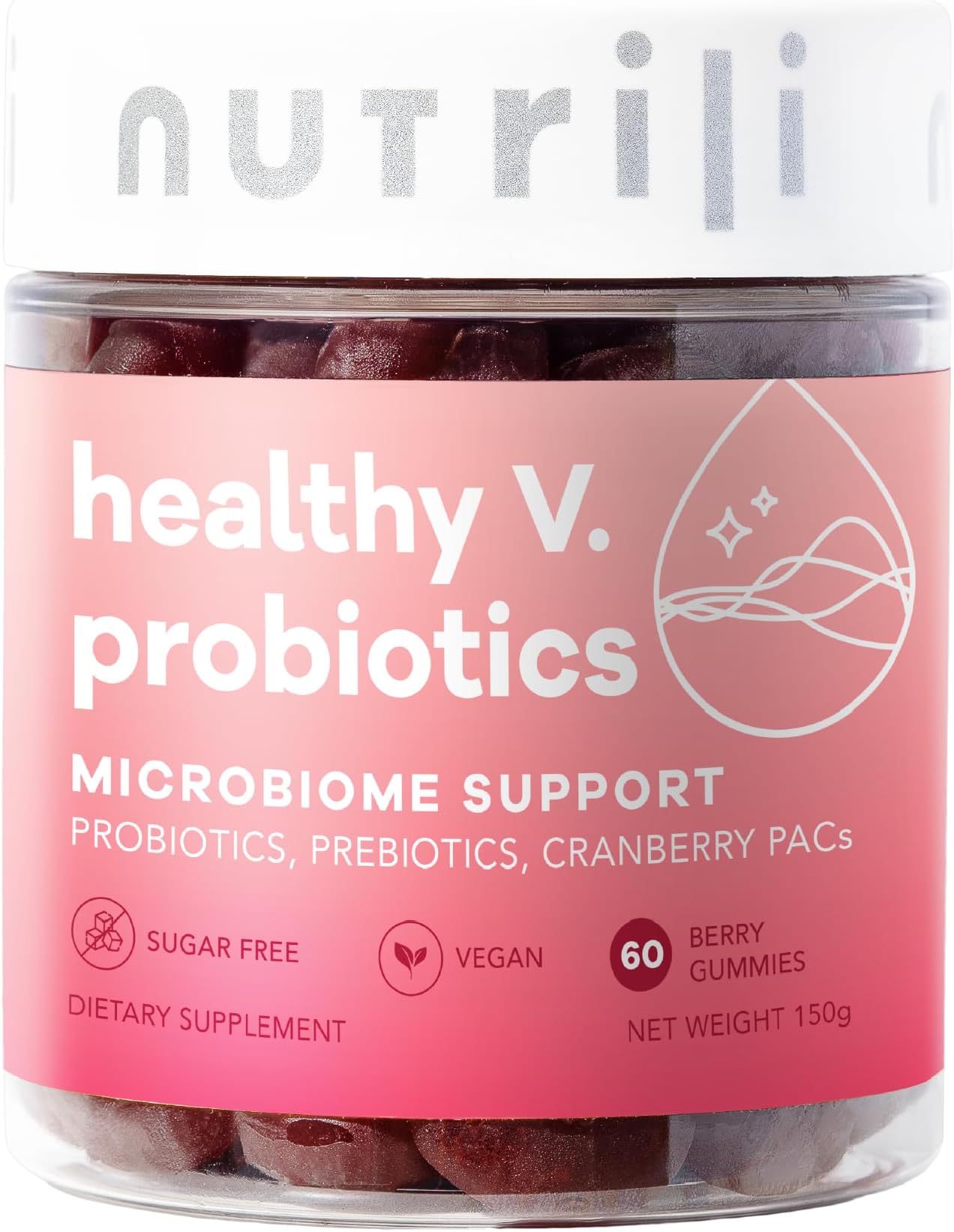 Healthy V. | Probiotics For Women & Prebiotics, Cranberry & D-Manose | Digestion, Vaginal & pH Balance