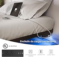 Vista 4 de OLEVS Base de cama flotante de tamaño matrimonial con luces LED inteligentes y estación de carga, cama moderna de plataforma de metal, fácil