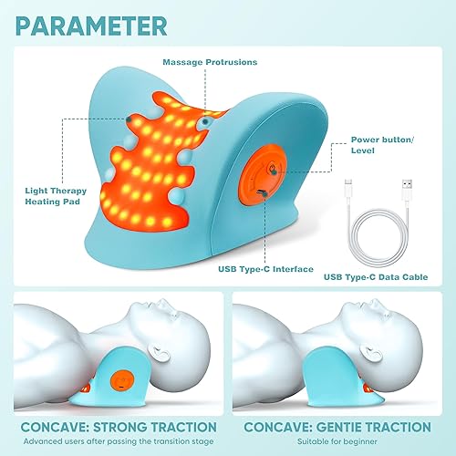 Miniatura 6 de Relajante de cuello y hombros, dispositivo de tracción cervical para alivio del dolor de ATM y alineación de la columna cervical, almohada