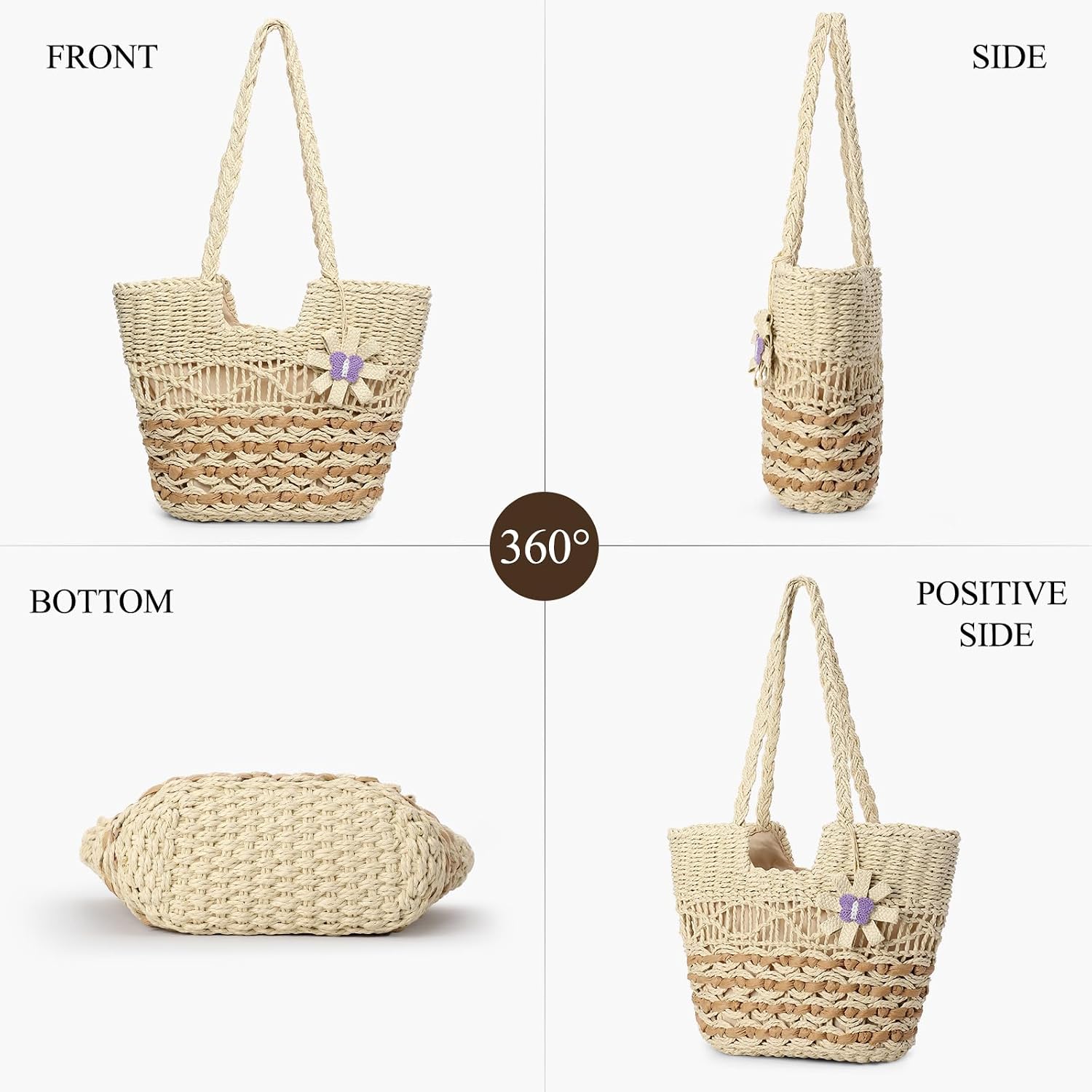 Trifabricy Beach Bags for Women, Summer Straw Bag, Woven Straw Tote Bag image 5