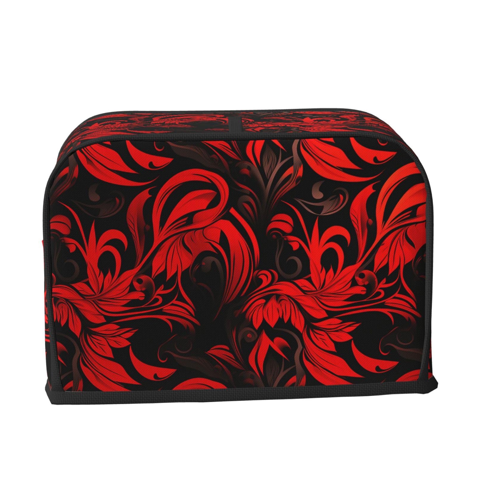 Red And Black Pattern 2 Slice Toaster Covers Quilted Bread Maker Cover Small Appliance Cover With Handle Toasters Dust Cover For Home Table Kitchen Decor