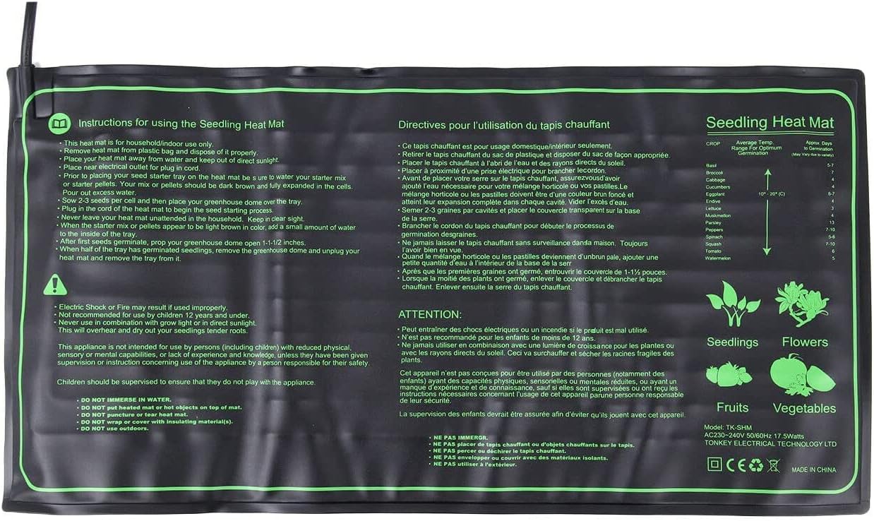 Muguang Seedling Heat Mat Heated Seed Germination Warming Mat