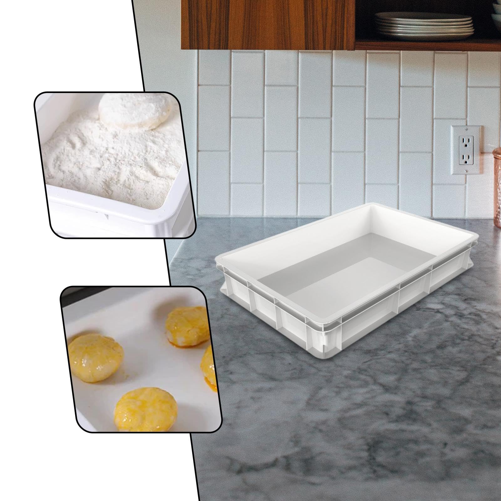 Cassa per Lievitazione Impasto Contenitore per Pizza Commerciale Vassoio Da Cucina Organizzatore Alimenti in PP Durevole Adatto per Pizzerie Ristoran, Altezza 10 Cm