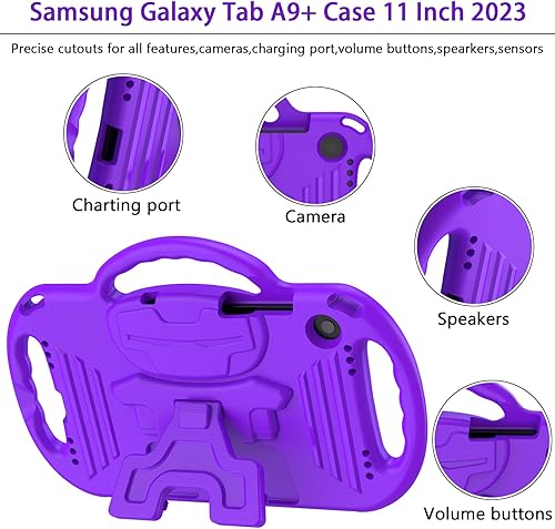 Miniatura 5 de LTROP Funda para Samsung Galaxy Tab A9 Plus 2023 de 11 pulgadas (modelo SM-X210X216X218) con asa de correa para el hombro y soporte, funda a prueba