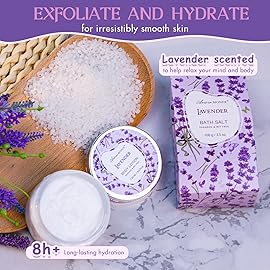 Bath Gift Baskets for Women, Lavender Relaxing Spa Gifts, Bath Spa Gift Basket for Women, Self Care Gifts, Care Package, Home Spa Products, Birthday Gifts , Gifts for her