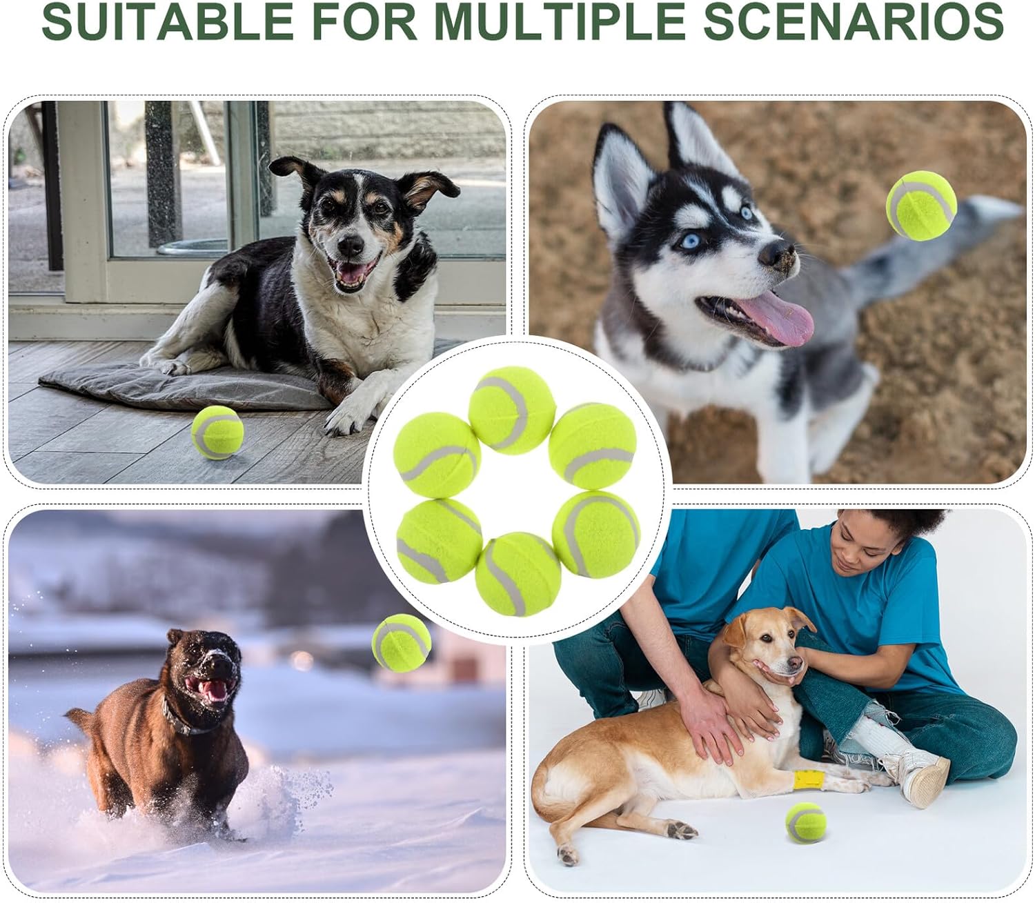 22pcs Dog Training Tennis Balls Squeaky Bouncy Rubber Chew for Large Medium Small Dogs Interactive Exercise Playing Balls for Fetch and Play