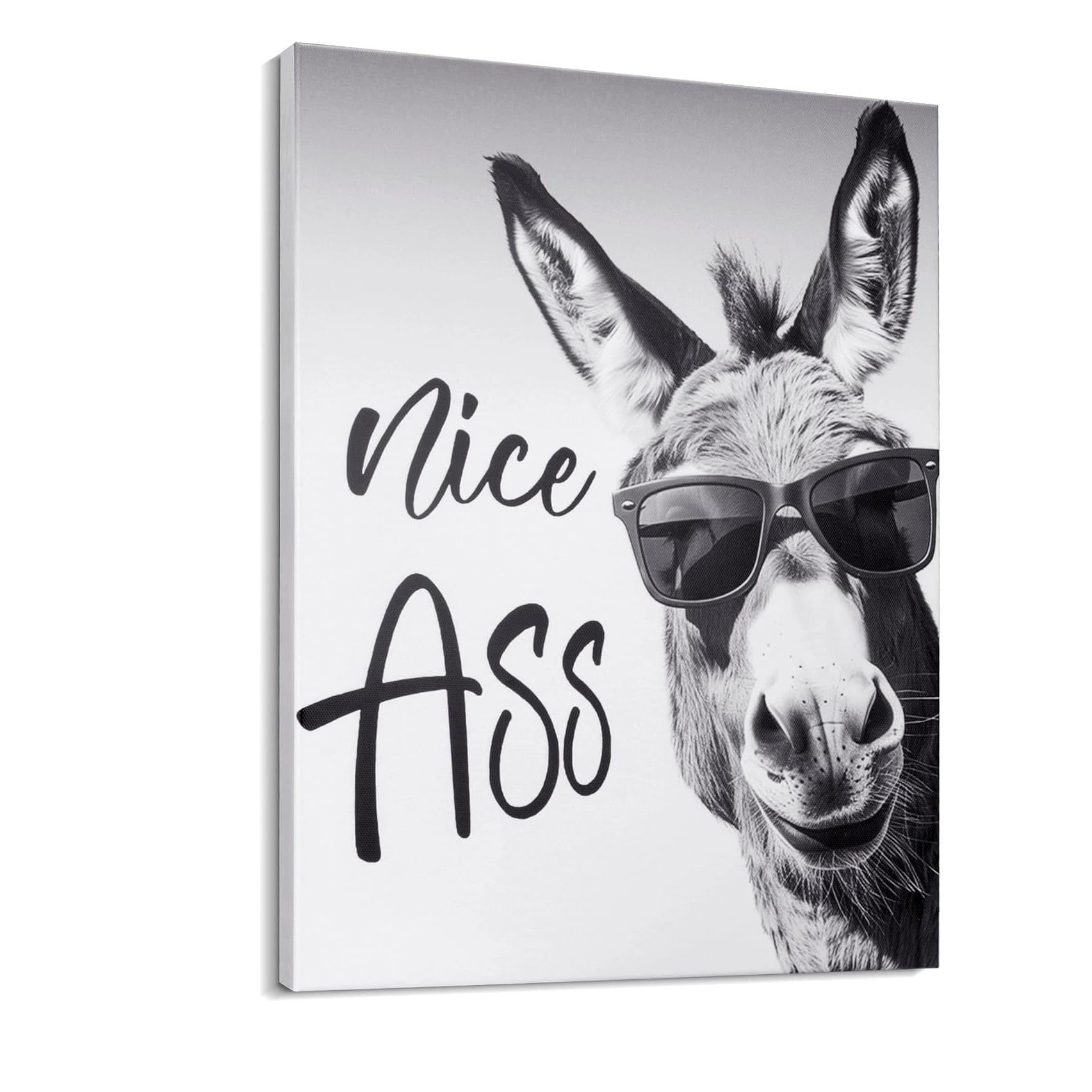 Zbello F Humorous Donkey Canvas Wall Art - Unny Bathroom Sign Or Toilet Decor, Armhouse & Restaurant Wall | Perfect Housewarming Gift, Unique Gift Or Home, Hotel Or Office (,40X60cm Rameless)